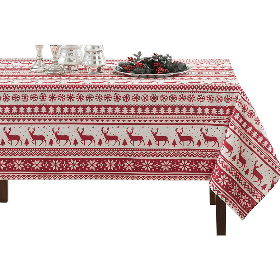 Benson Mills Nordic Christmas Herringbone Printed Tablecloth