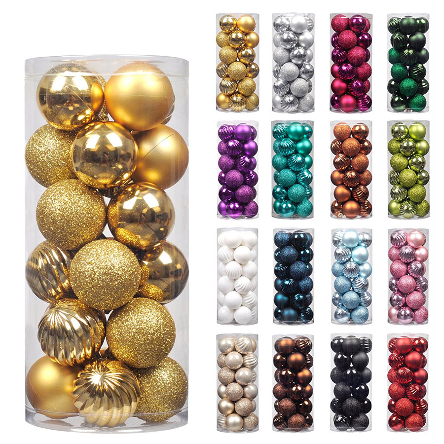 KI Store 34-Pack Color Christmas Ball Ornaments