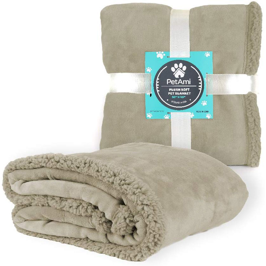 PetAmi Waterproof Sherpa Fleece Dog Blanket