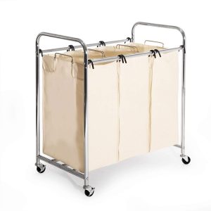 Seville Classics Mobile 3-Bag Heavy-Duty Laundry Basket