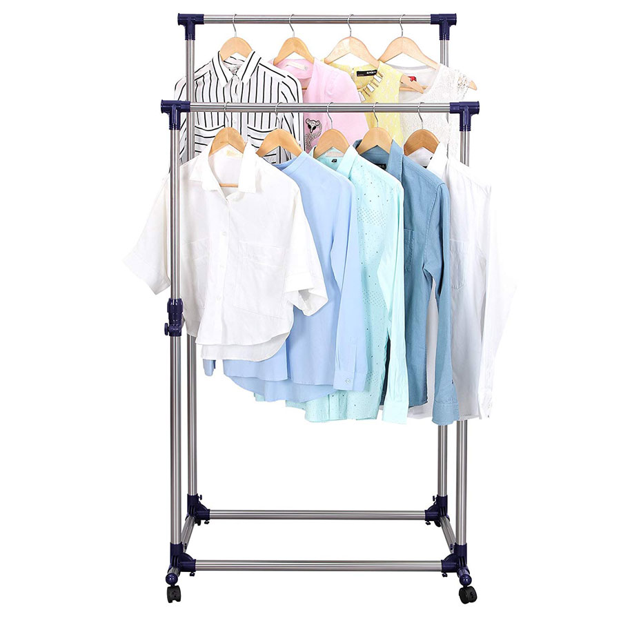 Songmics Double Adjustable Rolling Clothes Rack