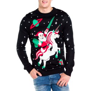 Tipsy Elves Santa Unicorn Ugly Christmas Sweater Tipsy Elves Santa Unicorn Ugly Christmas Sweater
