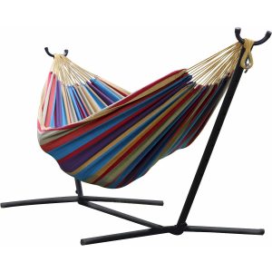 Vivere Tropical Double Hammock With Steel Stand